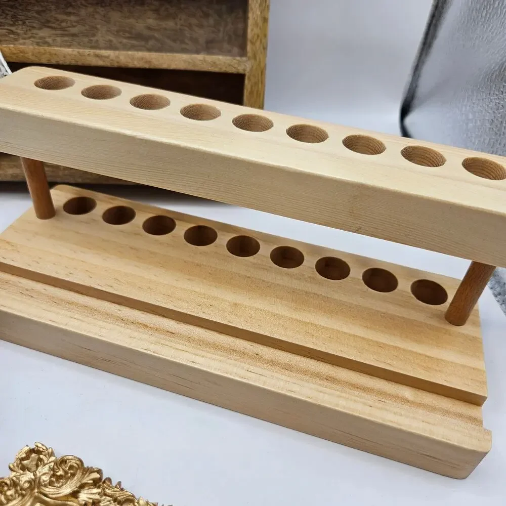 LOT OF 4 DECORATIVE HOME DECOR ITEMS SHELL TRAY WOOD SHELF TEST TUBE HOLDER